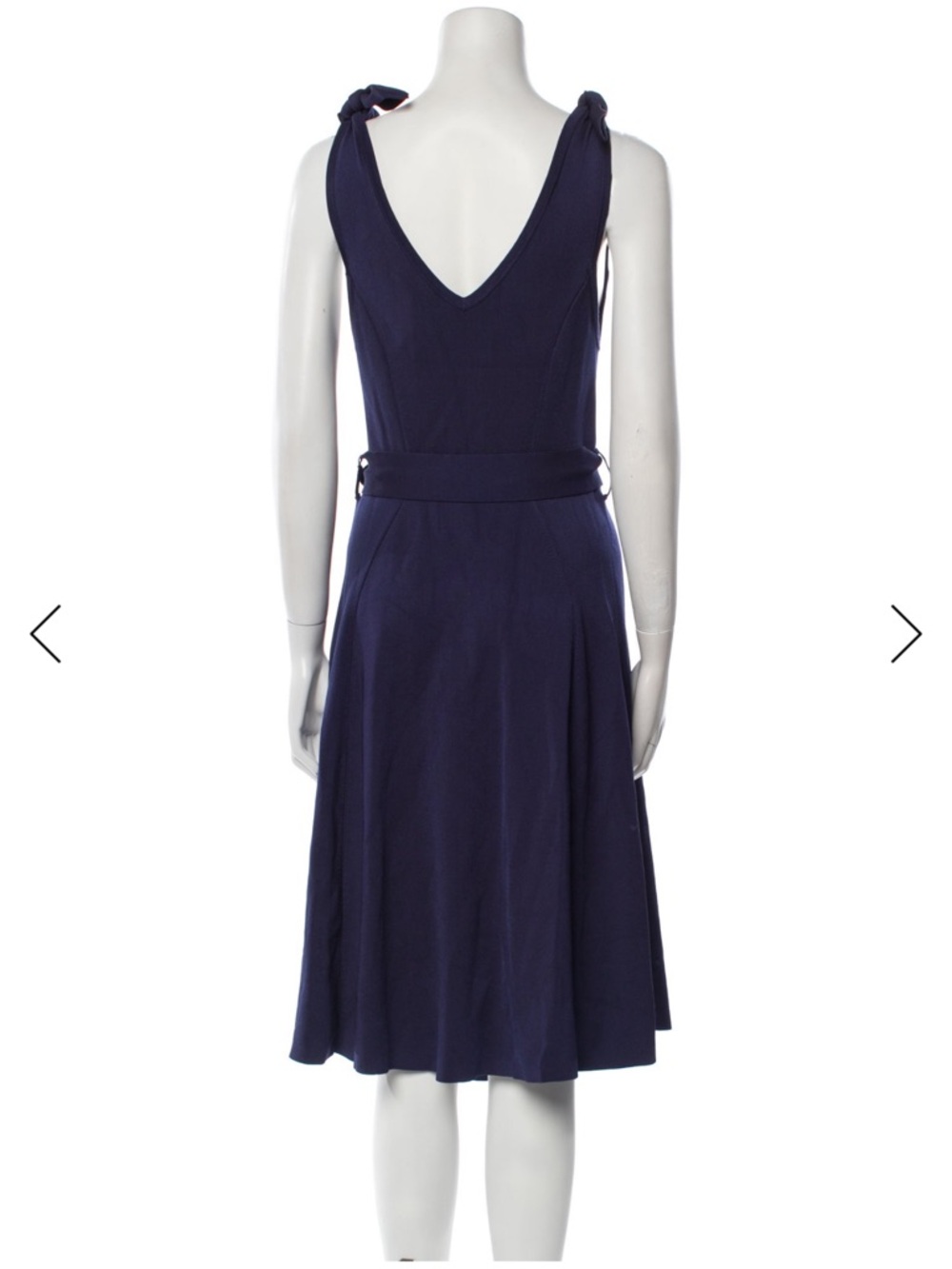 Zimmermann Navy Tie-Shoulder V-Neck Belted Midi Dress - Picture 4 of 4